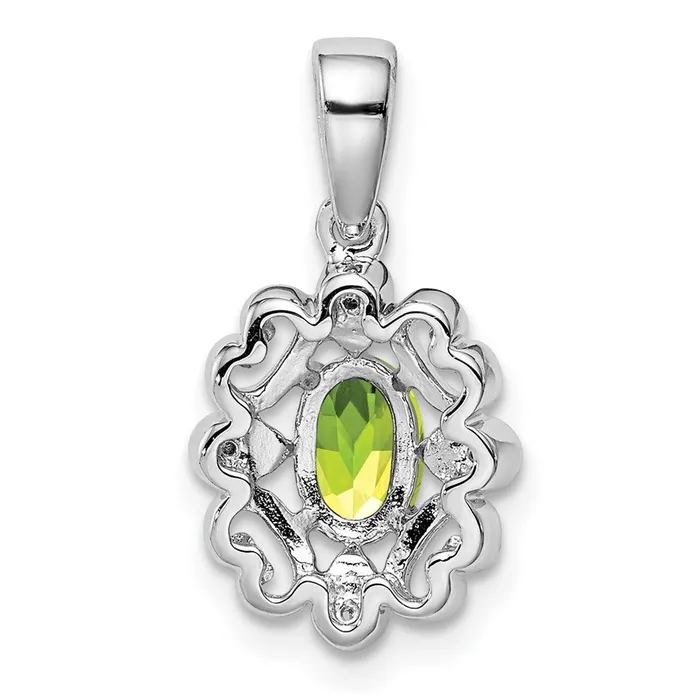 Goldia Necklaces Sterling Silver Rhodium Plated Diamond u0026 Peridot Oval Pendant