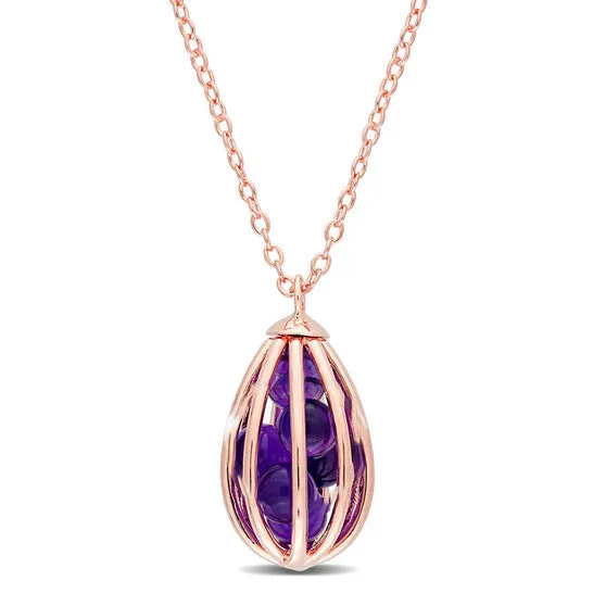 JMS always Necklaces Original AMOUR 2 34 CT TGW Amethyst Cage Pendant with Chain In Rose Gold Plated Silver JMS always Necklaces Original AMOUR 2 34 CT TGW Amethyst Cage Pendant with Chain In Rose Gold Plated Silver