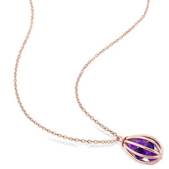JMS always Necklaces Original AMOUR 2 34 CT TGW Amethyst Cage Pendant with Chain In Rose Gold Plated Silver JMS always Necklaces Original AMOUR 2 34 CT TGW Amethyst Cage Pendant with Chain In Rose Gold Plated Silver
