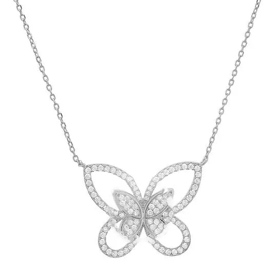 JMS always Necklaces Original Kylie Harper Sterling Silver Curved CZ Butterfly Necklace JMS always Necklaces Original Kylie Harper Sterling Silver Curved CZ Butterfly Necklace