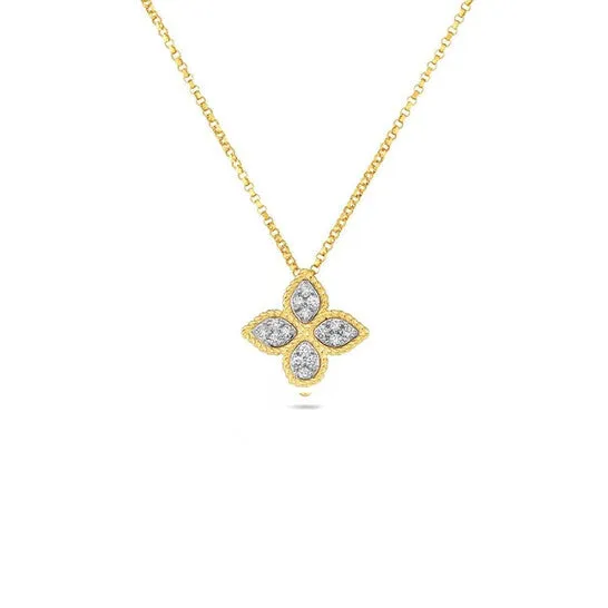 JMS always Necklaces Original Roberto Coin Princess Flower Medium Diamond Necklace JMS always Necklaces Original Roberto Coin Princess Flower Medium Diamond Necklace