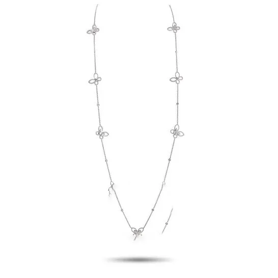 JMS always Original LB Exclusive 18K White Gold 50ct Diamond Long Butterfly Necklace Necklaces