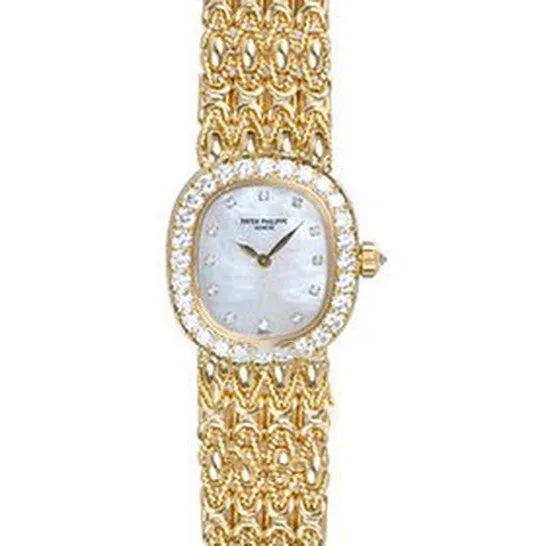 JMS always Watches Original Patek Philippe Golden Ellipse White Mother of Pearl Dial Ladies Watch 49312J