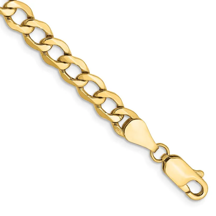 MDS Bracelets 14K Yellow Gold 7 inch 525mm SemiSolid Curb with Lobster Clasp Bracelet