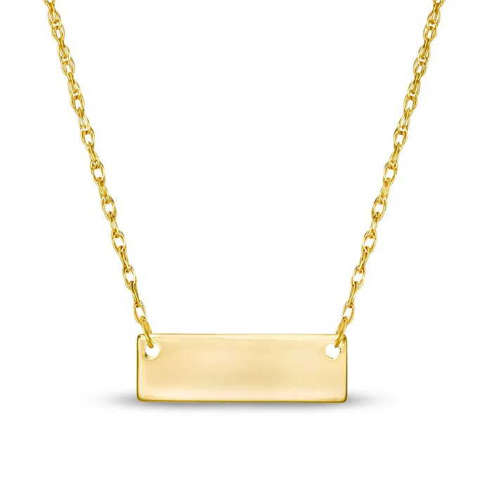Mini Rectangular Bar Necklace in 14K Gold Goldia Necklaces