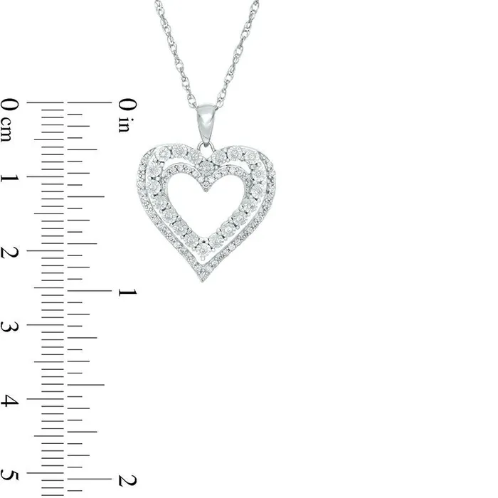 Necklaces 02 CT TW Natural Diamond MultiRow Heart Pendant in Sterling Silver Goldia Necklaces 02 CT TW Natural Diamond MultiRow Heart Pendant in Sterling Silver Goldia