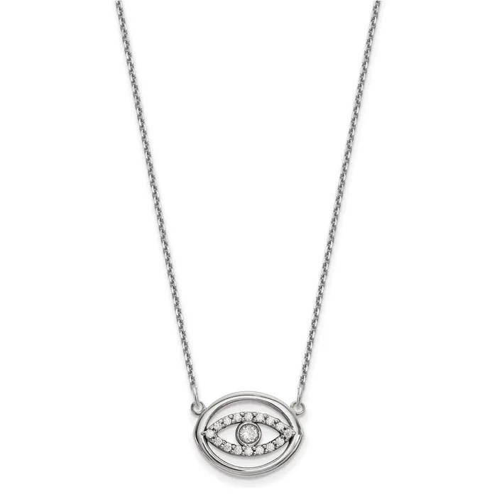 Necklaces 14K White GoldMedium Real Diamond Gold Halo Evil Eye Necklace Goldia