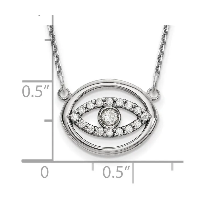 Necklaces 14K White GoldMedium Real Diamond Gold Halo Evil Eye Necklace Goldia