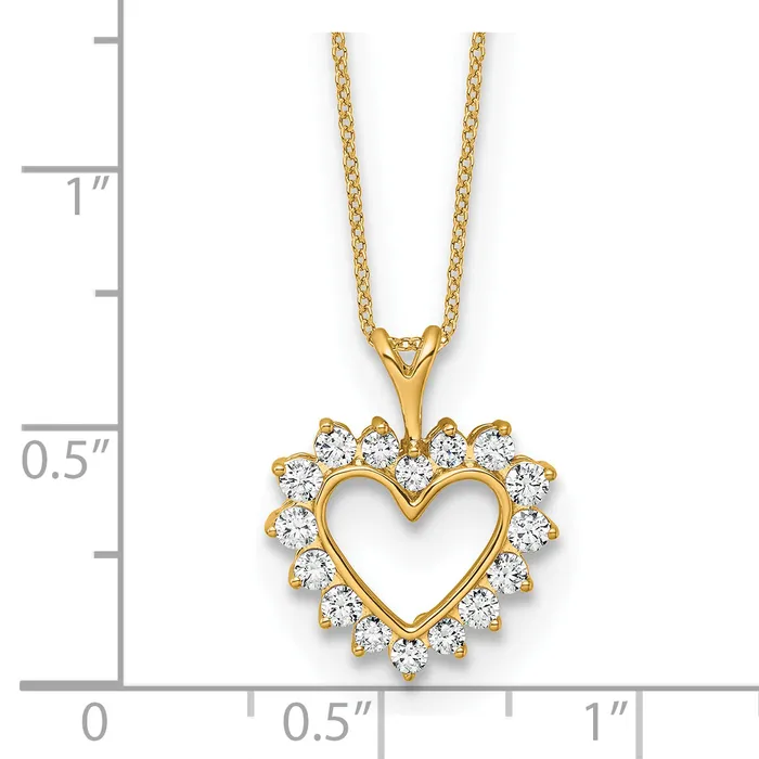 Necklaces 14k Yellow Gold 12 Ct Lab Grown Diamond VSSI G 18 inch Heart Pendant Necklace Goldia
