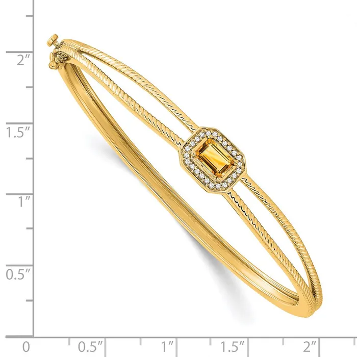 Necklaces 14k Yellow Gold Emeraldshape Citrine and Natural Diamond Halo Bangle goldiaca