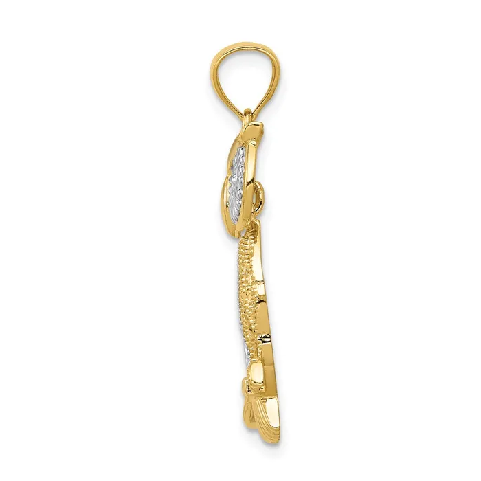 Necklaces 14k Yellow Rhodium Gold w Rhodium Diamondcut Polished Moveable Owl Pendant Goldia