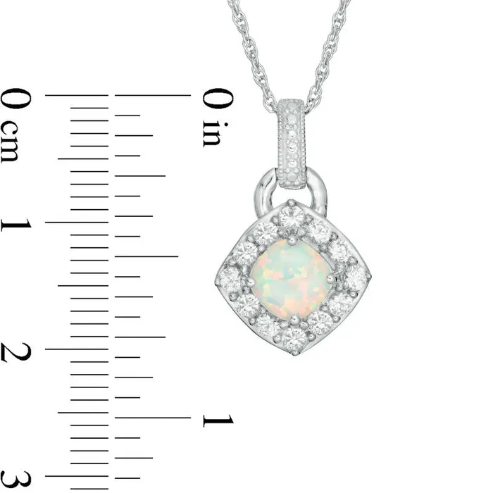 Necklaces 60mm CushionCut LabCreated Opal and White Sapphire Frame Antique VintageStyle Doorknocker Pendant in Sterling Silver Goldia Necklaces 60mm CushionCut LabCreated Opal and White Sapphire Frame Antique VintageStyle Doorknocker Pendant in Sterling Silver Goldia