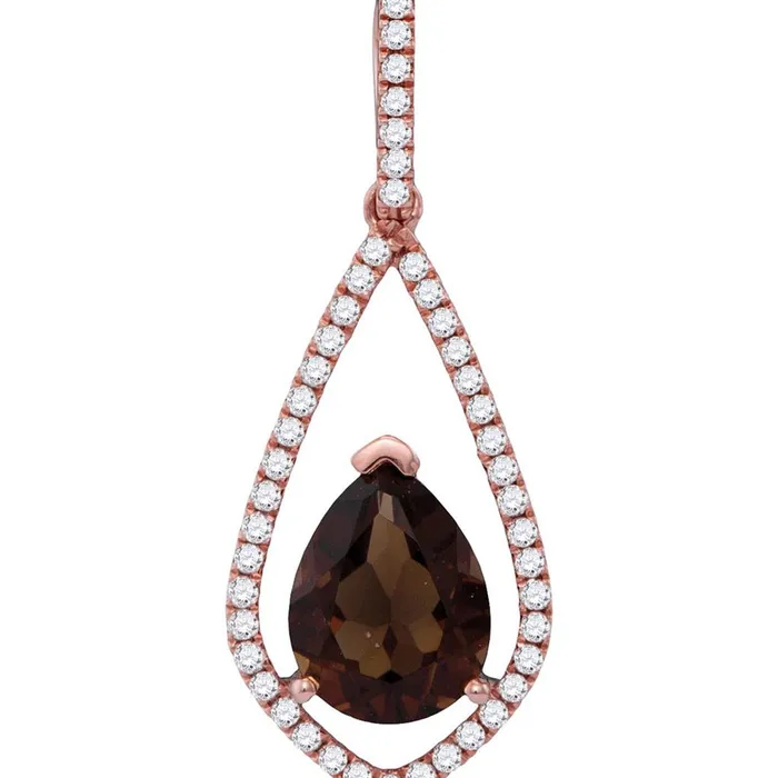 Necklaces gndatlanta 14k Rose Gold Pear Smoky Quartz Teardrop Diamond Accent Pendant 178 Cttw Necklaces gndatlanta 14k Rose Gold Pear Smoky Quartz Teardrop Diamond Accent Pendant 178 Cttw