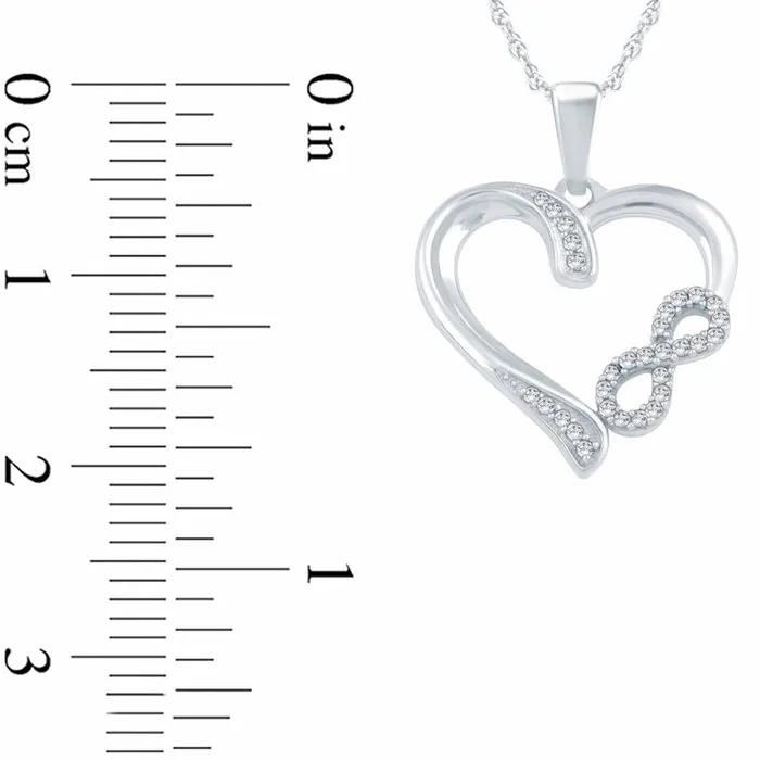 Necklaces Goldia 01 CT TW Natural Diamond Infinity Heart Pendant in Sterling Silver Necklaces Goldia 01 CT TW Natural Diamond Infinity Heart Pendant in Sterling Silver