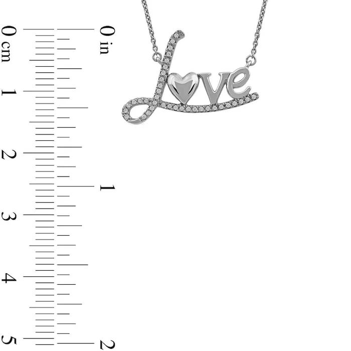 Necklaces Goldia 01 CT TW Natural Diamond Love with Heart Necklace in 10K White Gold Necklaces Goldia 01 CT TW Natural Diamond Love with Heart Necklace in 10K White Gold