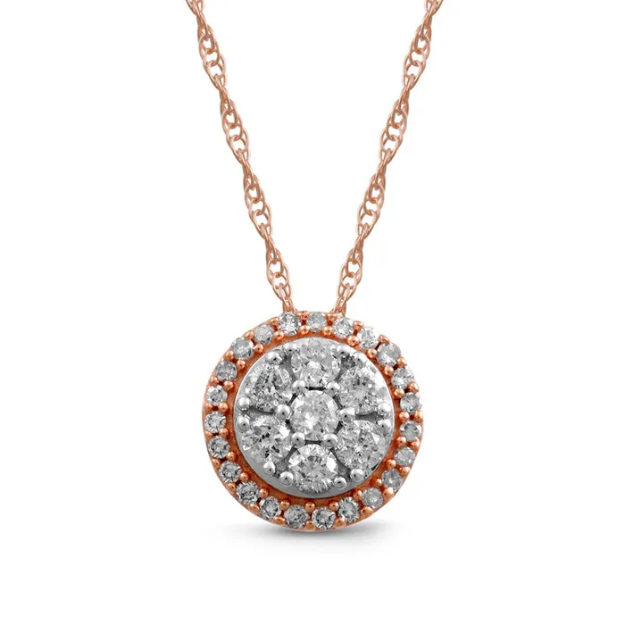 Necklaces Goldia 025 CT TW Composite Natural Diamond Frame Pendant in 10K Rose Gold Necklaces Goldia 025 CT TW Composite Natural Diamond Frame Pendant in 10K Rose Gold
