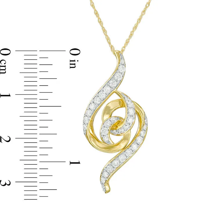 Necklaces Goldia 063 CT TW Natural Diamond Swirl Loop Pendant in 10K Yellow Gold Necklaces Goldia 063 CT TW Natural Diamond Swirl Loop Pendant in 10K Yellow Gold