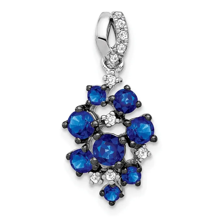Necklaces Goldia 14k White Gold 115ct Real Diamond and Sapphire Cluster Pendant Necklaces Goldia 14k White Gold 115ct Real Diamond and Sapphire Cluster Pendant