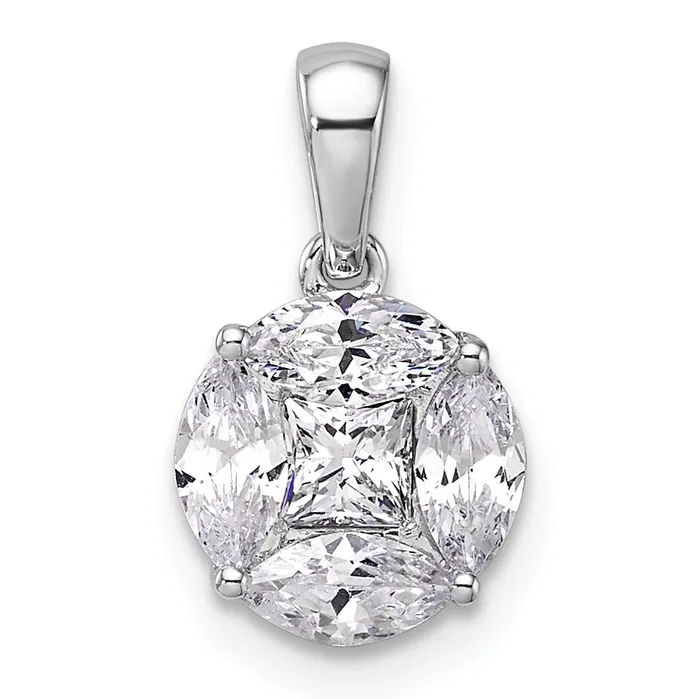 Necklaces Goldia 14k White Gold 1 Ct Lab Grown Diamond VSSI G Round and Marquise Pendant Necklaces Goldia 14k White Gold 1 Ct Lab Grown Diamond VSSI G Round and Marquise Pendant