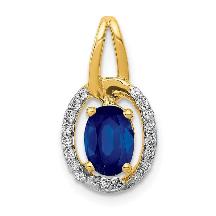 Necklaces Goldia 14K Yellow Gold Real Diamond and 85 Sapphire Halo Pendant Necklaces Goldia 14K Yellow Gold Real Diamond and 85 Sapphire Halo Pendant
