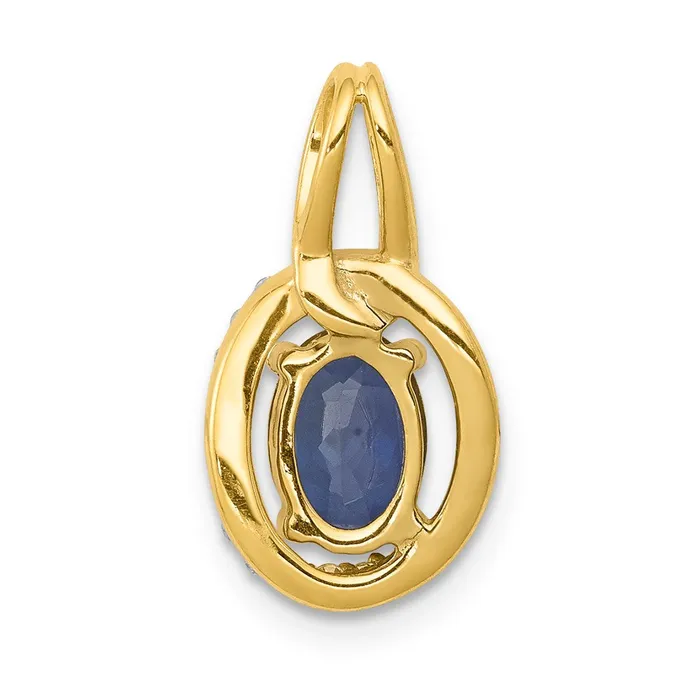Necklaces Goldia 14K Yellow Gold Real Diamond and 85 Sapphire Halo Pendant