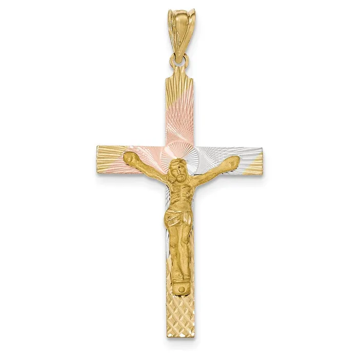 Necklaces Goldia 14k Yellow Rhodium Gold and Rhodium Crucifix Cross Pendant Necklaces Goldia 14k Yellow Rhodium Gold and Rhodium Crucifix Cross Pendant