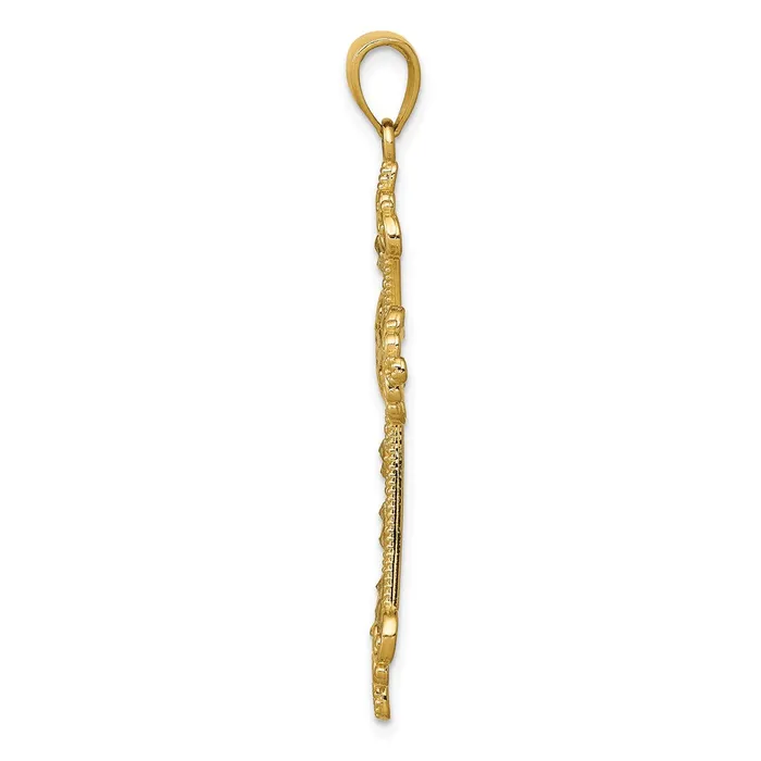 Necklaces Goldia 14k Yellow Rhodium Gold wRhodium Polished DiamondCut CutOut Cross Pendant