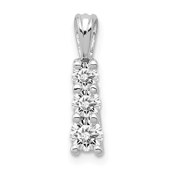 Necklaces Goldiacom 14k White Gold AA Diamond Small Three Stone Pendant Necklaces Goldiacom 14k White Gold AA Diamond Small Three Stone Pendant