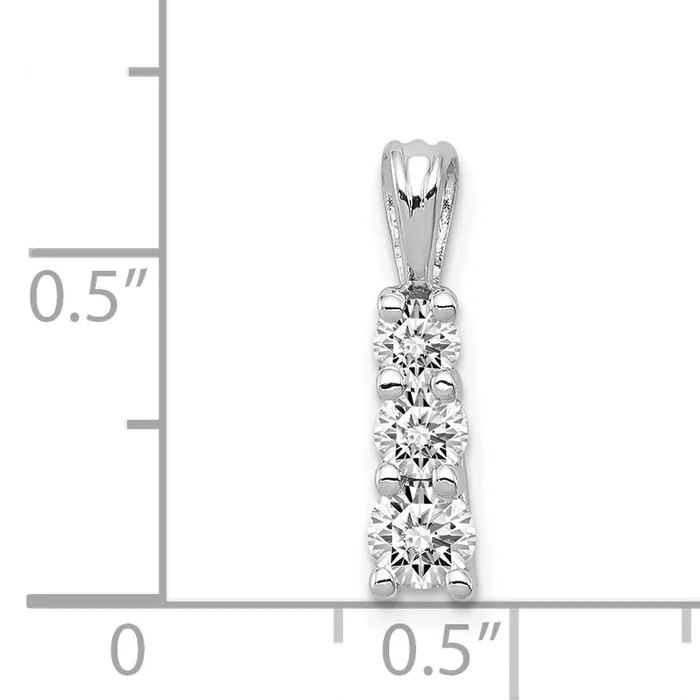 Necklaces Goldiacom 14k White Gold AA Diamond Small Three Stone Pendant