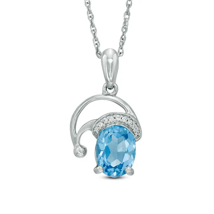 Necklaces Goldia Oval Blue Topaz and Natural Diamond Accent Santa Hat Pendant in Sterling Silver Necklaces Goldia Oval Blue Topaz and Natural Diamond Accent Santa Hat Pendant in Sterling Silver
