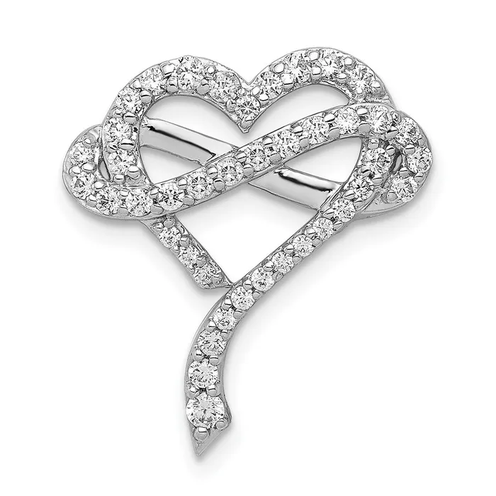 Necklaces Goldia Solid 14k White Gold 12ct Simulated CZ Infinity and Heart Chain Slide
