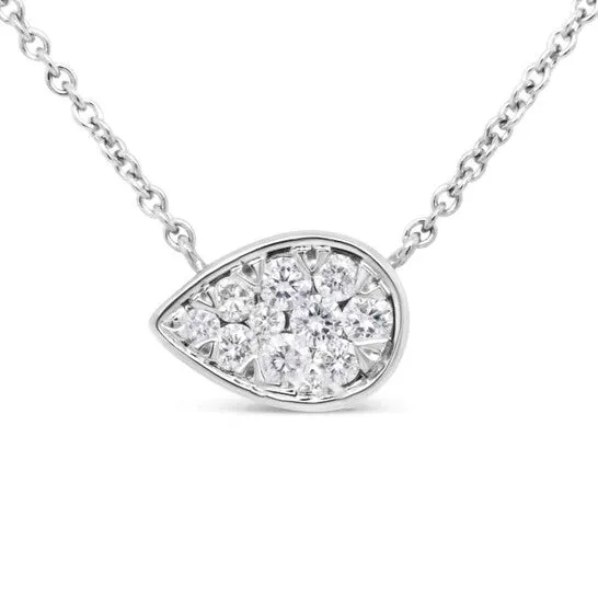 Necklaces JMS always Original Haus of Brilliance 14K White Gold 14 Cttw Round Diamond Teardrop Necklace GH Color SI2I1 Clarity 18