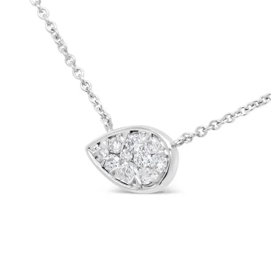 Necklaces JMS always Original Haus of Brilliance 14K White Gold 14 Cttw Round Diamond Teardrop Necklace GH Color SI2I1 Clarity 18