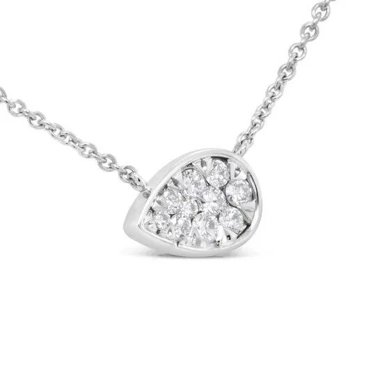 Necklaces JMS always Original Haus of Brilliance 14K White Gold 14 Cttw Round Diamond Teardrop Necklace GH Color SI2I1 Clarity 18