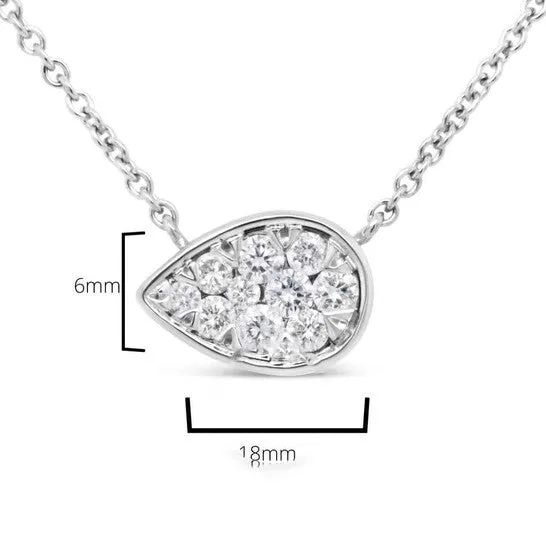 Necklaces JMS always Original Haus of Brilliance 14K White Gold 14 Cttw Round Diamond Teardrop Necklace GH Color SI2I1 Clarity 18