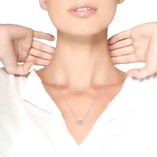 Necklaces JMS always Original Haus of Brilliance 14K White Gold 14 Cttw Round Diamond Teardrop Necklace GH Color SI2I1 Clarity 18