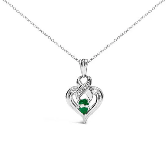 Necklaces JMS always Original Haus of Brilliance 925 Sterling Silver 6x4mm Pear Emerald and Diamond Accent Heart Pendant Necklace HI Color SI1SI2 Clarity 18 Inches Necklaces JMS always Original Haus of Brilliance 925 Sterling Silver 6x4mm Pear Emerald and Diamond Accent Heart Pendant Necklace HI Color SI1SI2 Clarity 18 Inches