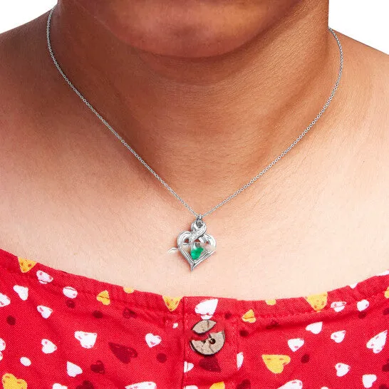 Necklaces JMS always Original Haus of Brilliance 925 Sterling Silver 6x4mm Pear Emerald and Diamond Accent Heart Pendant Necklace HI Color SI1SI2 Clarity 18 Inches