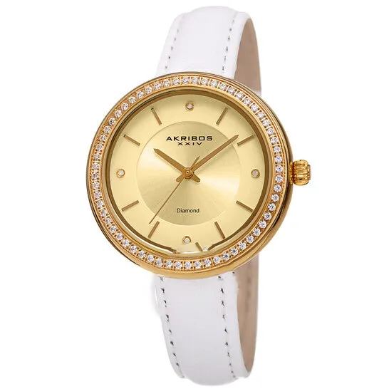 Original Akribos XXIV Quartz Diamond Gold Dial Ladies Watch AK1067YG JMS always Watches Original Akribos XXIV Quartz Diamond Gold Dial Ladies Watch AK1067YG JMS always Watches