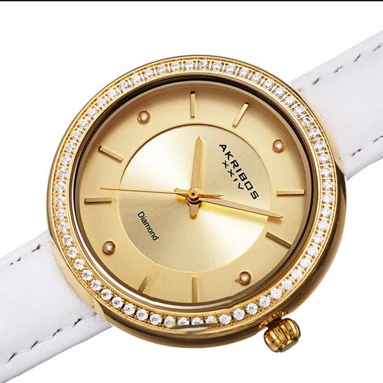 Original Akribos XXIV Quartz Diamond Gold Dial Ladies Watch AK1067YG JMS always Watches Original Akribos XXIV Quartz Diamond Gold Dial Ladies Watch AK1067YG JMS always Watches