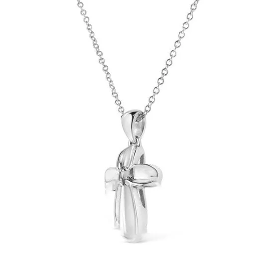 Original Haus of Brilliance 925 Sterling Silver ProngSet Diamond Accent Floral Cross 18 Pendant Necklace IJ Color I1I2 Clarity JMS always Necklaces