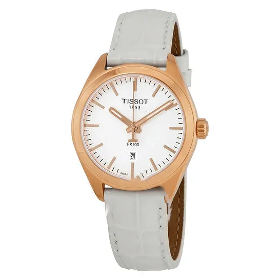 Original Tissot PR 100 Silver Dial Ladies Leather Watch T1012103603101 JMS always Watches Original Tissot PR 100 Silver Dial Ladies Leather Watch T1012103603101 JMS always Watches