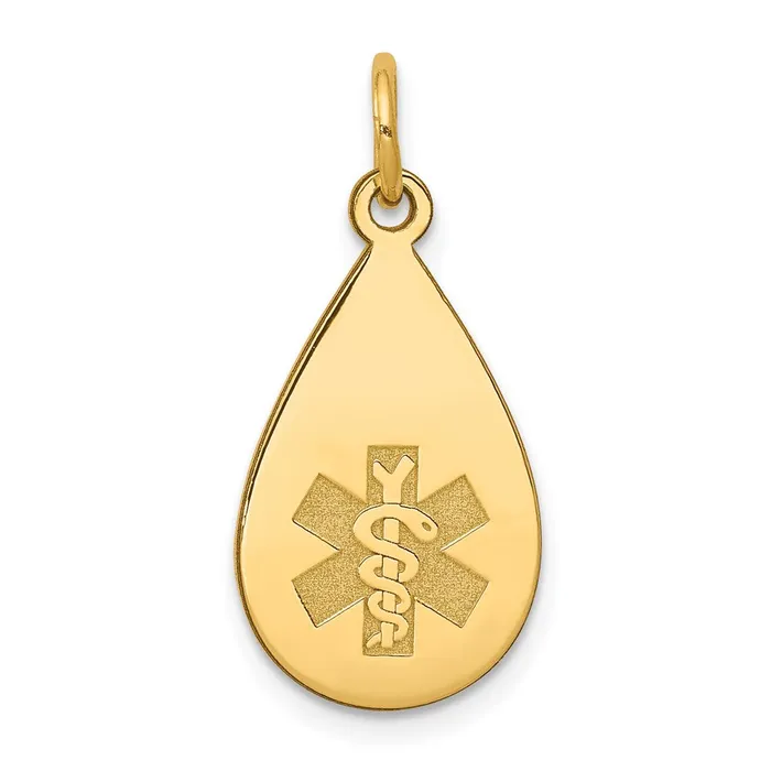 PreStyled Sets Goldia 14k Yellow Gold Medical Jewelry Unenameled Pendant