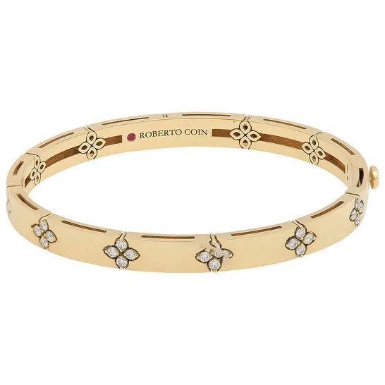 PreStyled Sets JMS always Original Roberto Coin Love in Verona Medium Width 18K Yellow Gold Bangle With Diamond Flowers PreStyled Sets JMS always Original Roberto Coin Love in Verona Medium Width 18K Yellow Gold Bangle With Diamond Flowers