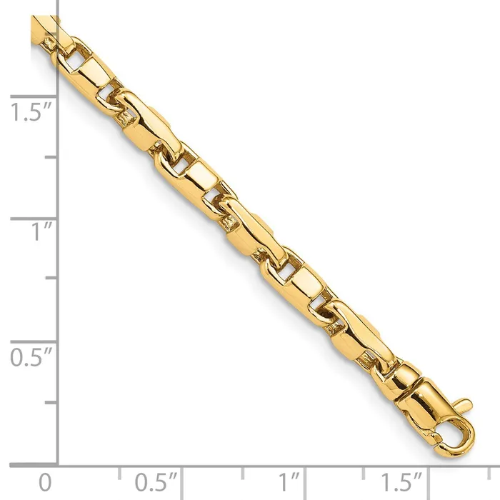 Solid 14K Yellow Gold 8 inch 4mm Hand Polished Fancy Link with Lobster Clasp Bracelet MDS Bracelets