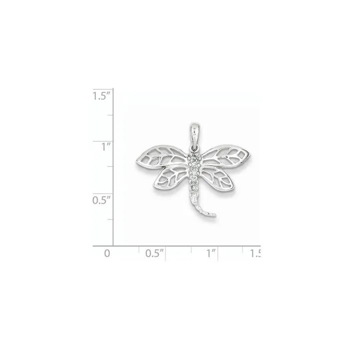 Sterling Silver Rhodium Diamond Dragonfly Pendant Goldia Necklaces