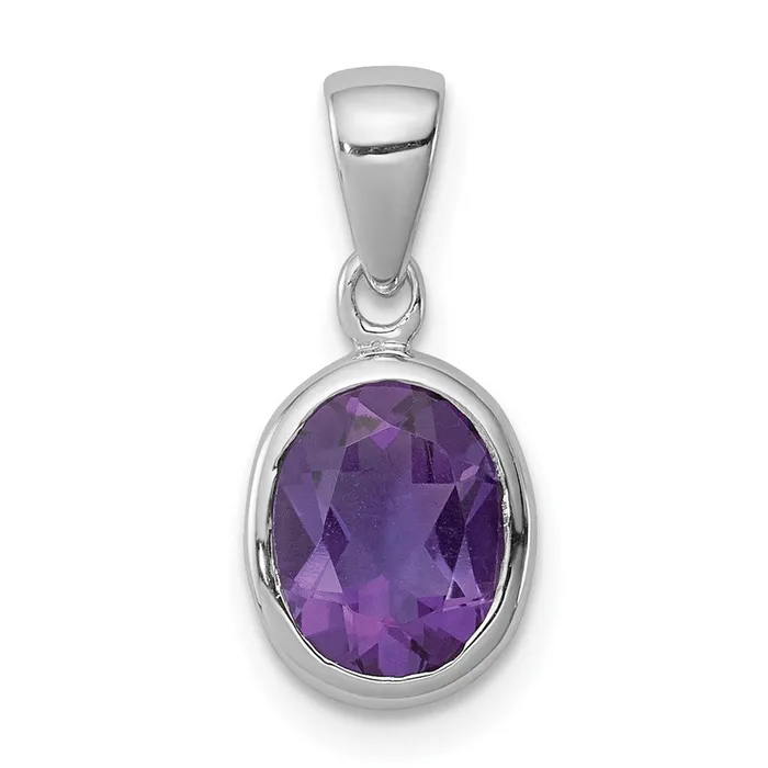 Sterling Silver Rhodium Planted Amethyst Pendant Goldia Necklaces