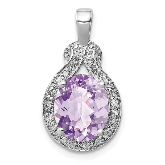 Sterling Silver Rhodiumplated Diamond and Pink Quartz Pendant Goldia Necklaces Sterling Silver Rhodiumplated Diamond and Pink Quartz Pendant Goldia Necklaces