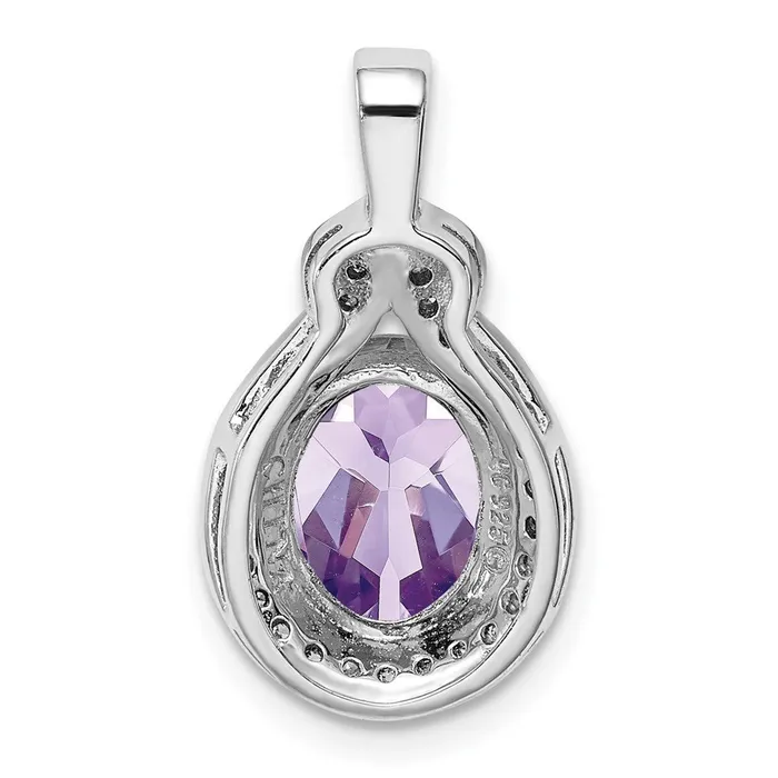 Sterling Silver Rhodiumplated Diamond and Pink Quartz Pendant Goldia Necklaces