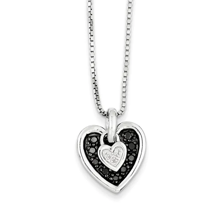 Sterling Silver White u0026 Black Diamond Moveable Heart Pendant Goldia Necklaces Sterling Silver White u0026 Black Diamond Moveable Heart Pendant Goldia Necklaces